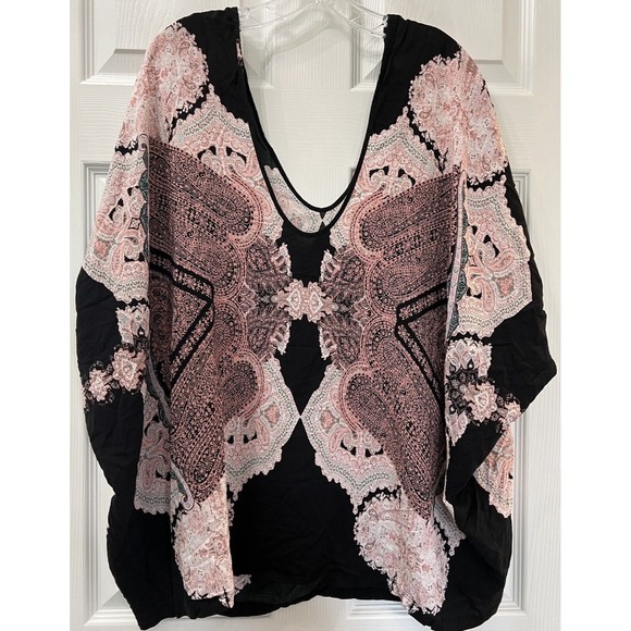 Victoria's Secret M/L Boho Swimsuit Cover Paisley Rhinestone Kimono Slou… - Picture 2 of 8